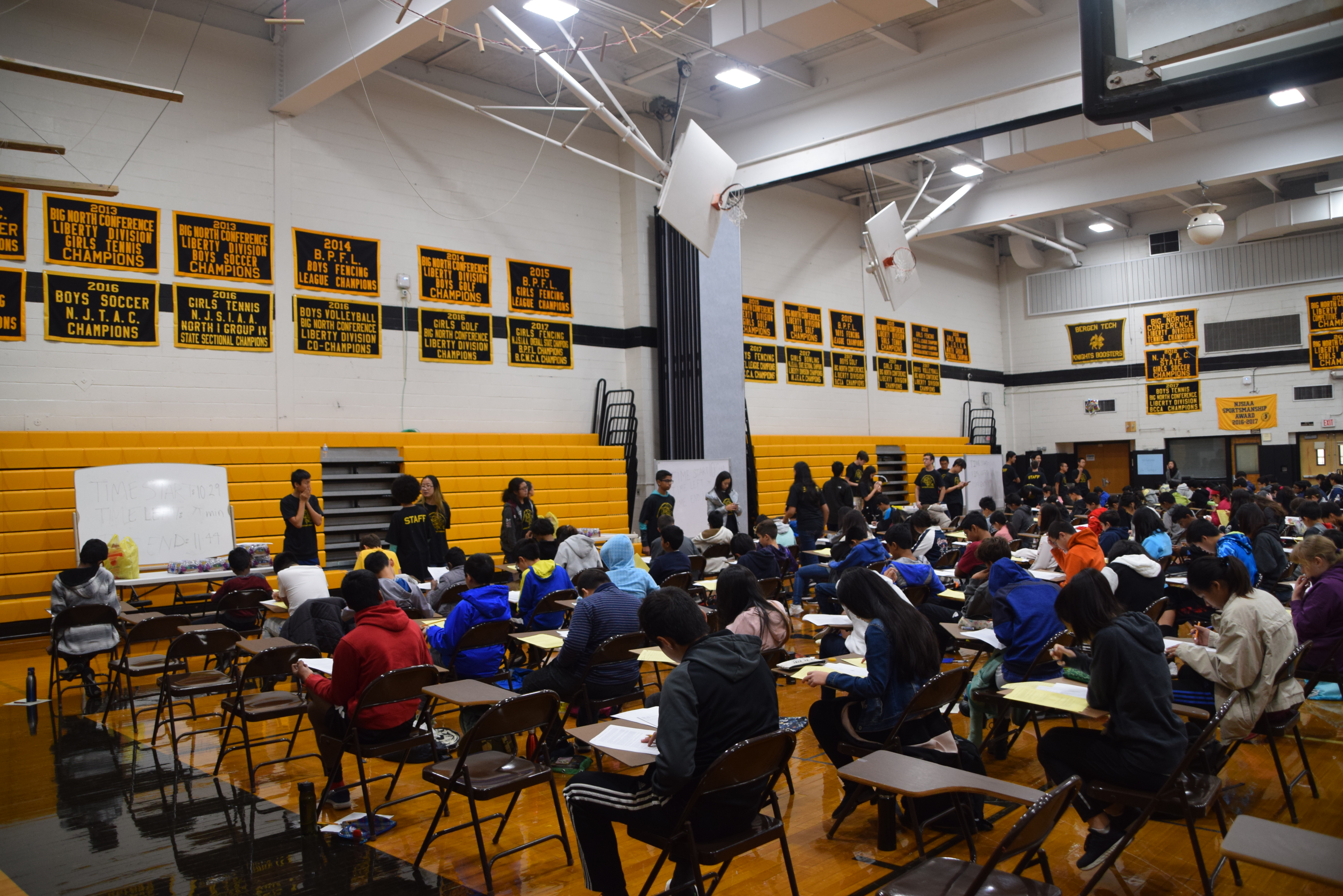 Math team
                                volunteers proctoring the Exam